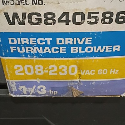 WG840586 Direct Drive Furnace Blower 208-230V 60Hz 1/3hp UPC 686109004677