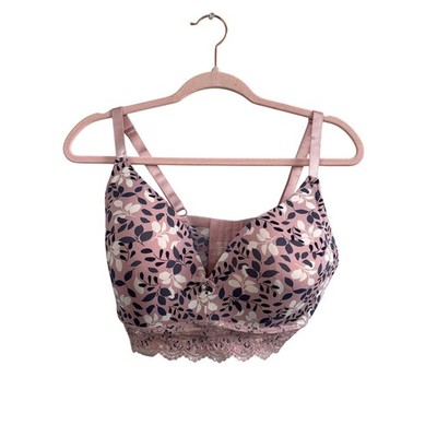 Unbranded Floral Light Pink with Lace Padded No Underwire Bra Size 40DD