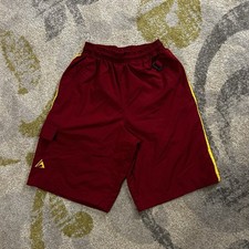 Vintage Burgundy and yellow vintage Atleti Works shorts size s