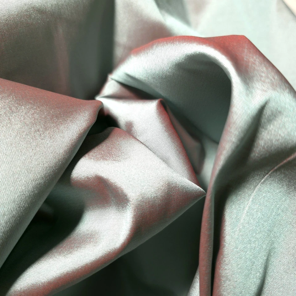 Mint Green Red Light Weight Crisp Faux Silk  Taffeta Fabric 58" By The Yard - Image 2 of 4