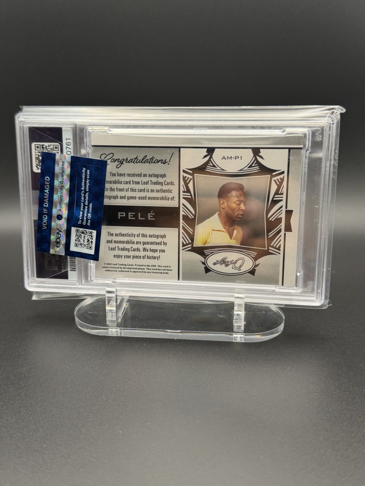 2024 Leaf Q Whatnot Pele GAME WORN PATCH AUTO - #/3 view 2