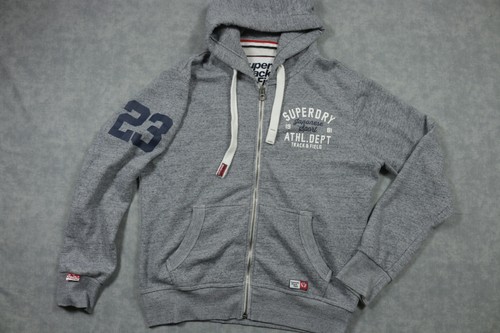 Superdry Felpa con Cappuccio Uomo 2XL Grigio Full Zip Track Field Athl Dept Felpa 23 Giappone