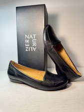 Naturalizer Women's Black Leather Slip-On Loafers flat 6 1/2 M with box unworn.