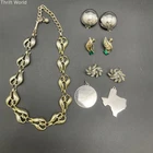 Vintage Coro Signed Costume Jewelry Lot Necklace Earrings Texas Charm 6 Pieces