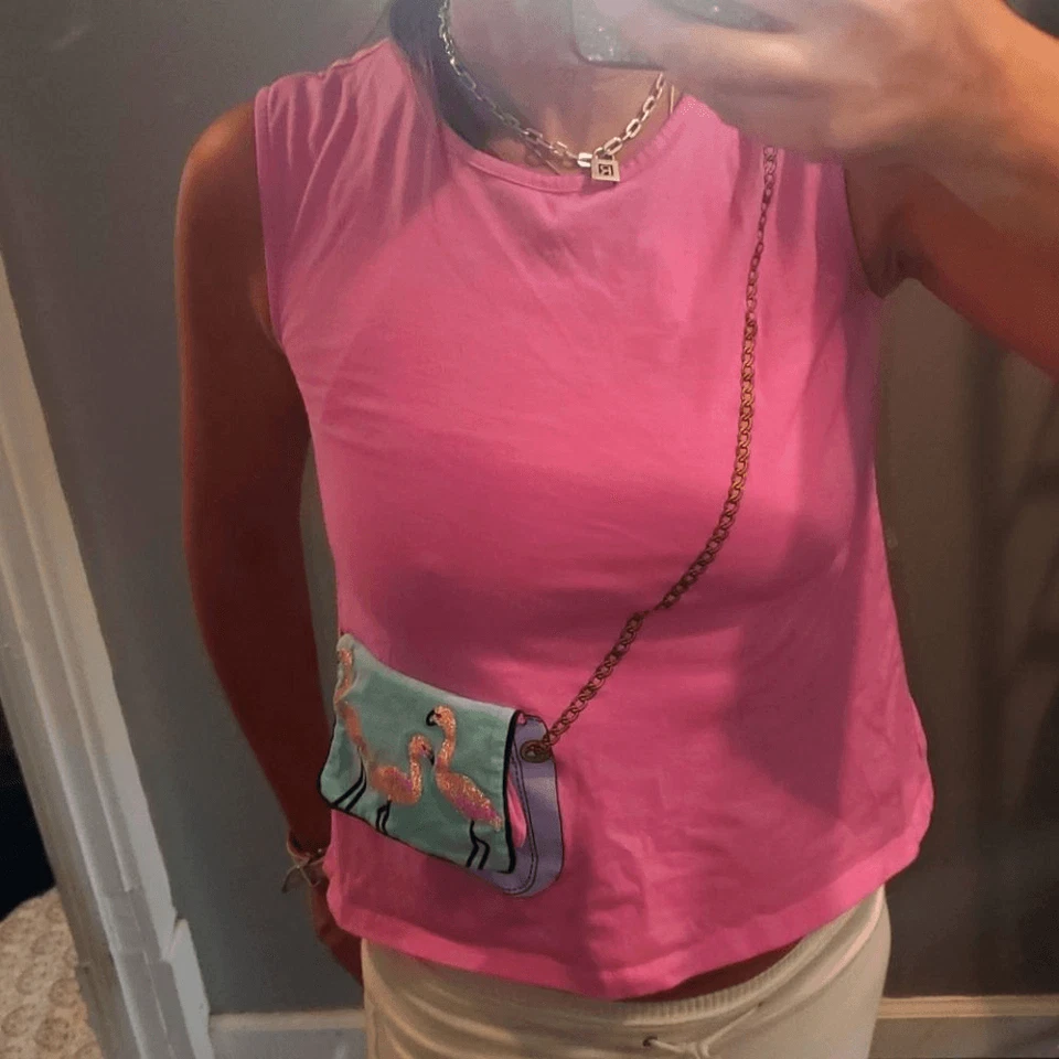 Vintage Y2K Pink Flamingo Jessica Simpson Tank Top Baby Tee - Image 3 of 4