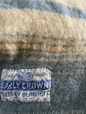 Witney Early Crown Vintage All Wool Cream And Blue Blanket 6x7ft