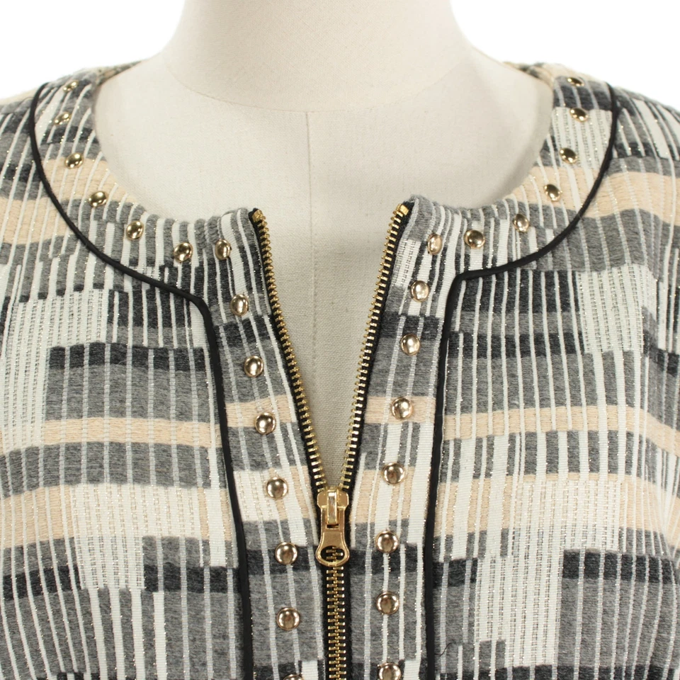 Chaqueta Badgley Mischka Nueva con Etiquetas Cremallera Completa Talla XL en Gris/Beige Mezcla de Lana Foto 2 de 4