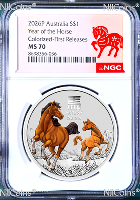 #ad 2026 Lunar Year of the Horse NGC MS70 1oz .9999 Silver $1 Coin Colored FR $157.97