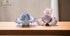 Ceramic Iris Lilac Flower Salt  Pepper Shakers, Home D cor, Gift for Her, Gift