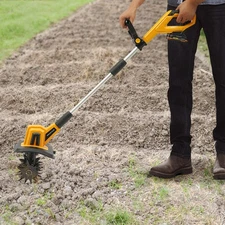 Handheld Cordless Tilling Machine,300W Lithium Battery Garden Micro Tiller