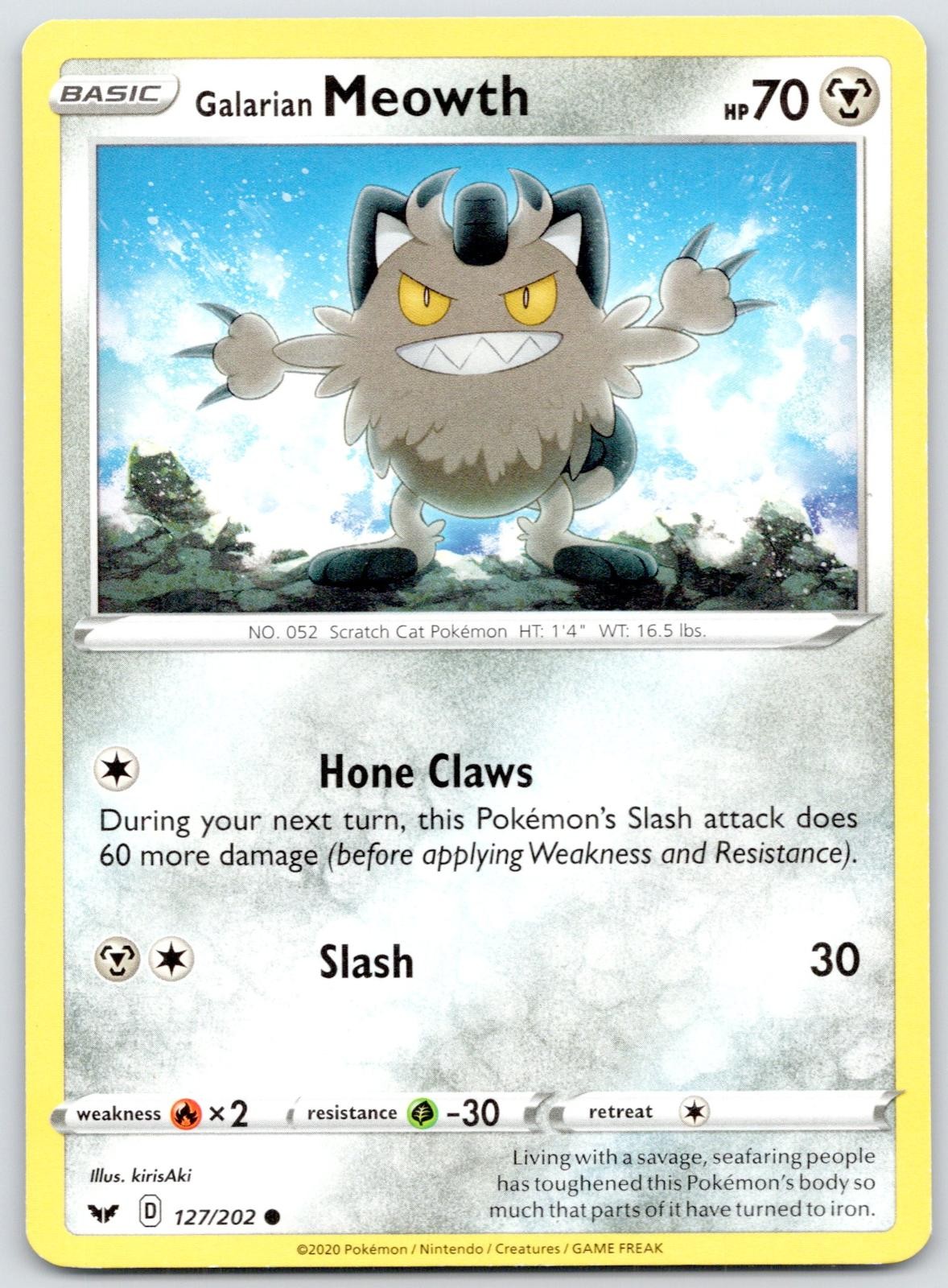 Galarian Meowth 127/202 Sword & Shield Lightly Played
