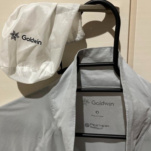 GOLDWIN Zip Up Floating Wind Shell Jacket L White Gray PERTEX Lightweight Outdoo - Picture 2 of 3