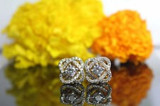 2Ct Round Cut Lab Created Diamond Flower Stud Earrings 14K Yellow Gold Plated