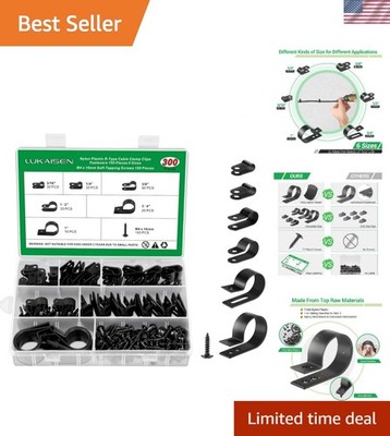 300 PCS Nylon R-Type Cable Clips in 6 Sizes for Ultimate Organizing Solutions