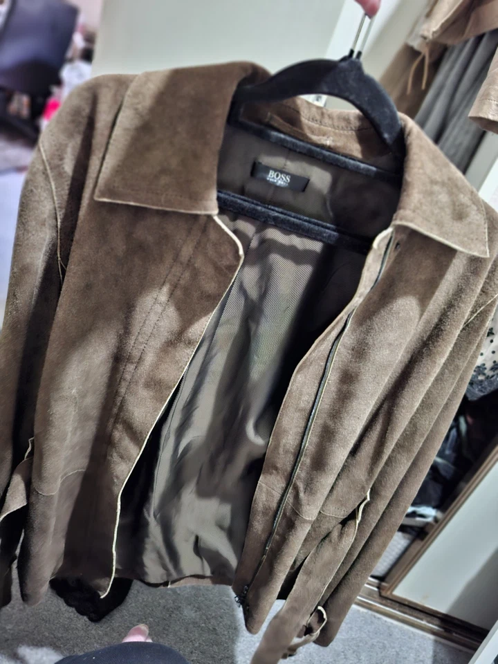 Hugo Boss Leather Suede Jacket Men's Large ~ Brown - Image 2 of 4
