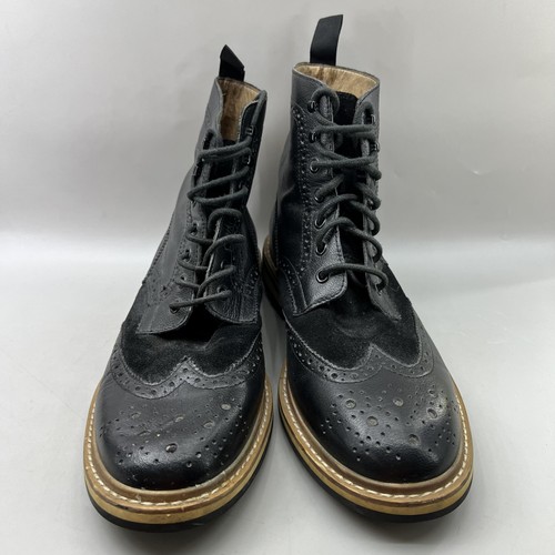 1901 Stiefeletten Herren Größe 9 Schwarz Budapester Brogue Leder Wildleder Schnürschuhe - Bild 2 von 9