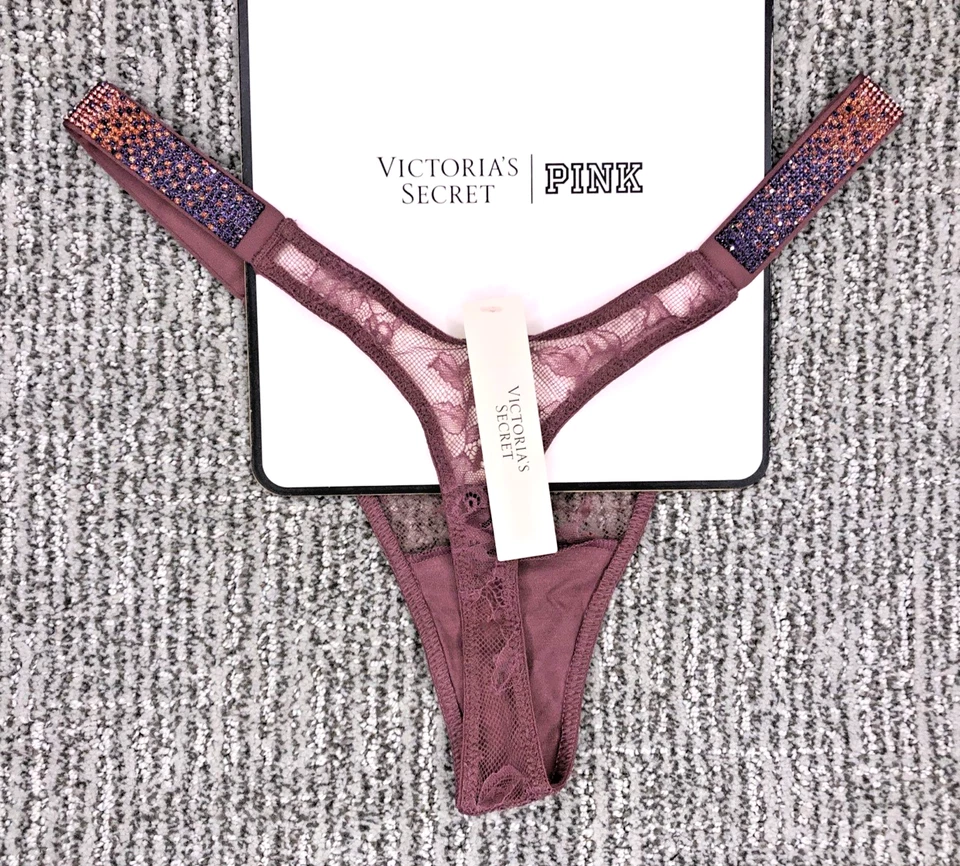 Victoria's Secret Muy Sexy Nuevo Con Etiquetas Pequeño Púrpura Encaje Ombre Brillo Correa Tanga Panty Foto 4 de 4