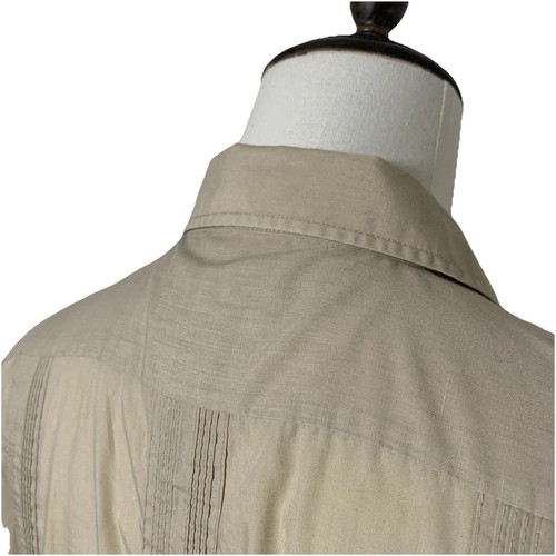 The Genuine Haband Guayabera Shirt With Zipper Men's XL Lightweight Tan Vintage - Picture 10 of 16