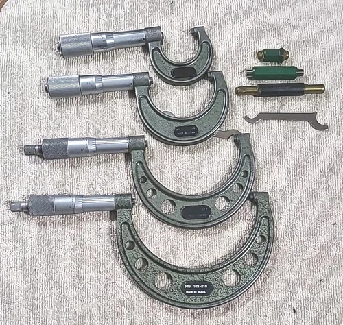 Mitutoyo Micrometer Set of 4 103-218 / 103-217 / 103-135 / 103-136 Machinist