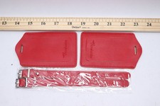 (2-Pk) Travelambo Luggage Bag Tags Leather Deep Red 2282