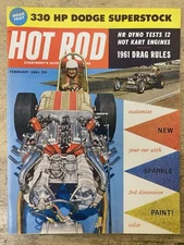 HOT ROD MAGAZINE FEBRUARY 1961 330 HP DODGE SUPERSTOCK CHEVY RESEARCH ROADSTER