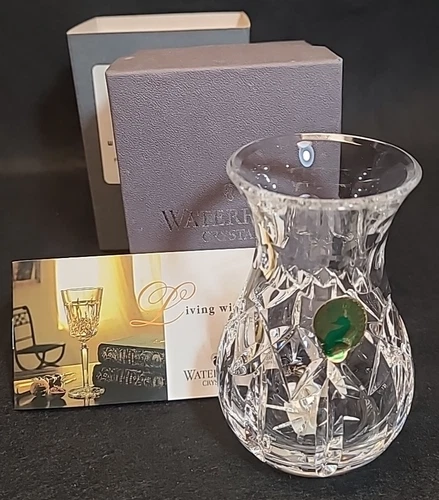 Vintage 1997 Waterford Society Crystal Enrollment Vase w/ Box, 4.25" x 2.75"