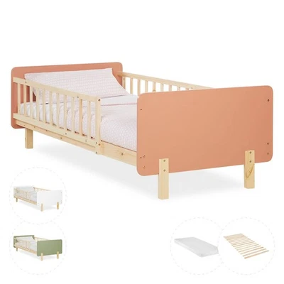 Kinderbett 90x200 Holz Lattenrost Rausfallschutz Gitter Einzelbett Homestyle4u - Bild 1 von 4