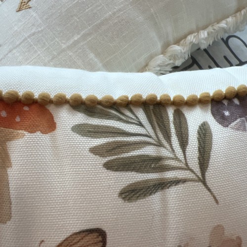 Mushroom Indoor/Outdoor Fabric 19”x13”Rectangle Throw Pillow Beige,Orange,Green - Picture 6 of 7
