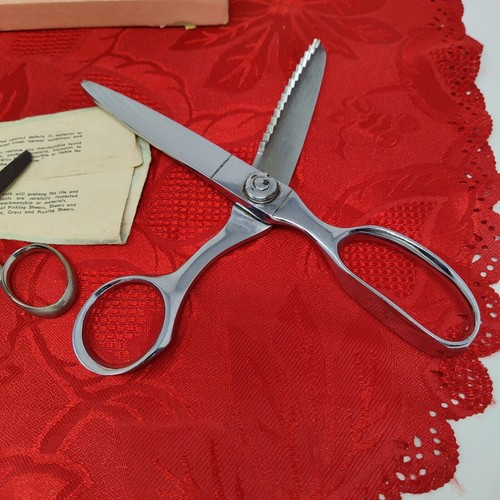 3X Vtg Wiss Pinking Shears Scissors C7 ZigZag Cut Sewing Chrome 364 7 N 9" Box - Picture 14 of 14