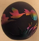 carnival glass  Paperweight geese and moon 2 1/2" wide & 2  1/2" long