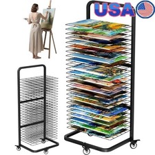 Multifunctional Art Drying Rack W/ 25 Shelves Mobile Canvas Storage Classroom US