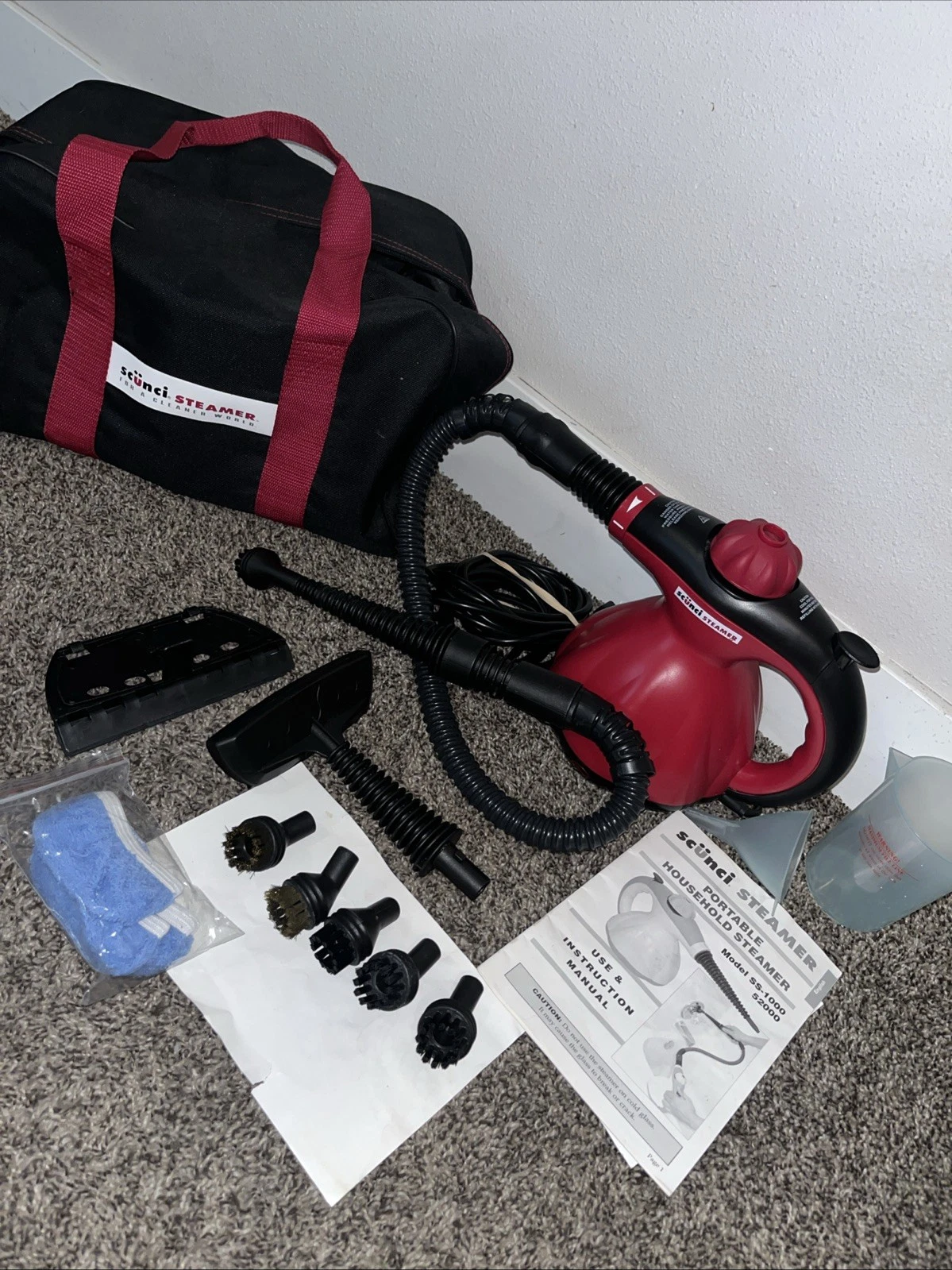 SCUNCI Steamer SS1000 w/Accessories & Bag Handheld Steam Cleaner