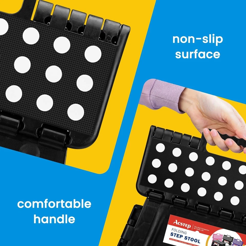 1-2PC Folding Step Stool Plastic Foldable Stools Non-Slip Portable 9" 11" 13" - Image 3 of 4