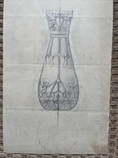 « Vase art nouveau Nancy 1908» Dessin original Maître Verrier, signé ?