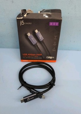 j5create USB 40Gbps 240W USB Type C Cable Black Grey JUC29L08