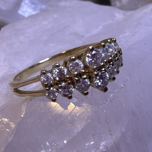 ANILLO ANIVERSARIO 2 FILAS ORO AMARILLO 14KT DIAMANTE DE COLECCIÓN Talla 8 2,93g (AT425-16) TAD - Imagen 13 de 18