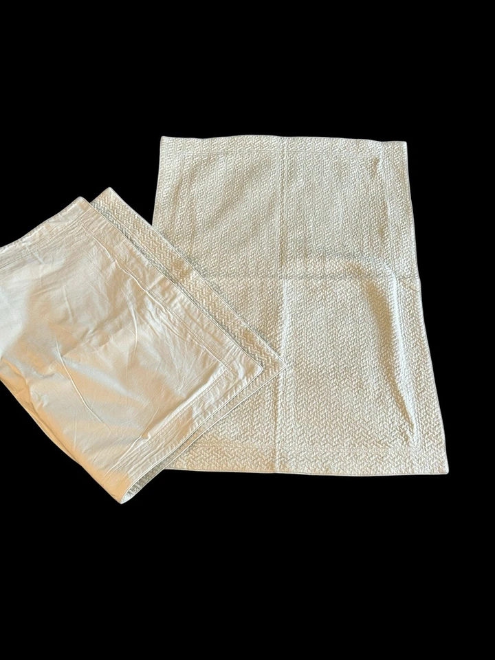 Роскошный набор подушек Sham Fieldcrest 2 стеганые кремовые бежевые 100% хлопок KING - Изображение 3 из 4