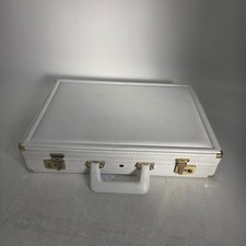 SBS Bestecke Solingen Briefcase White Faux Leather Attache Case No Key Unlocked