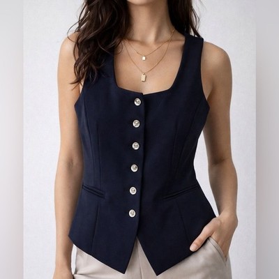 Missguided Dark Academia Tailored Vest Office Siren Preppy Minimal XS Menswear