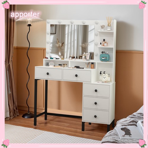 Vanity Set with 11 Led Lights Makeup Desk Mirror Dressing Dresser Table US Stock - Picture 2 of 10