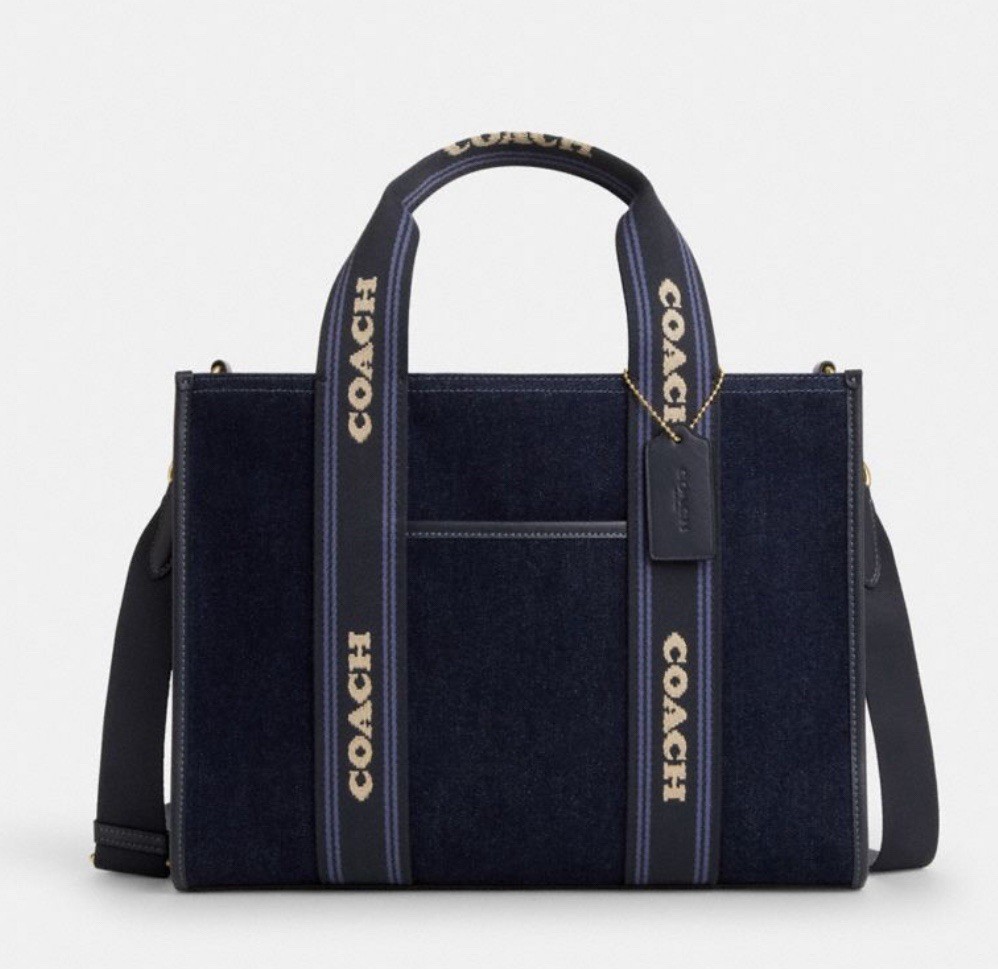 NWT COACH Smith Tote Bag With Strap In Denim Jeans Print CCL68