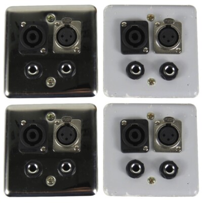 4-Pack XLR 3-Pin Female 6.35mm 1/4'' Stereo Speakon Wall Platesfor Audio Cables