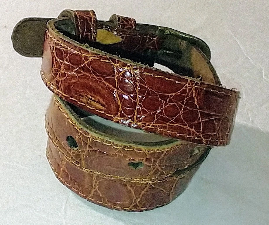 Cinturón de cocodrilo genuino Johnny Farah rojo/marrón talla: M de colección para mujer Foto 3 de 4