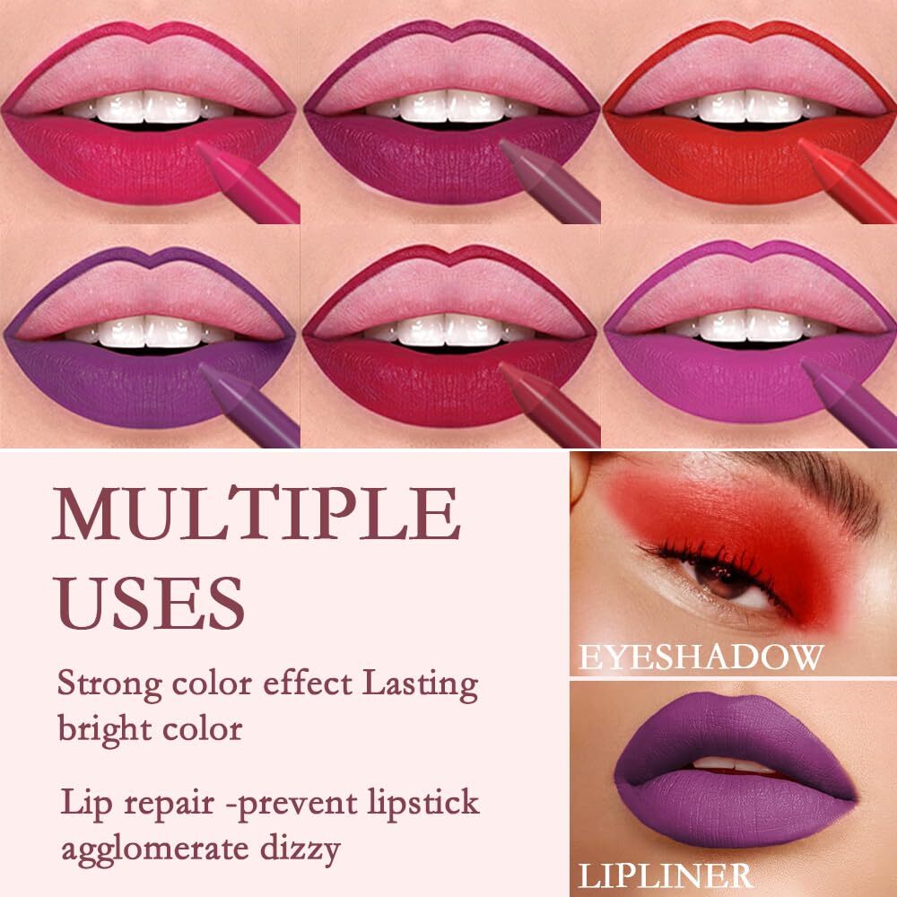 evpct 6Pcs Long-Lasting Lip Liner Pencils Set for Shaping & Sculpting Lips,