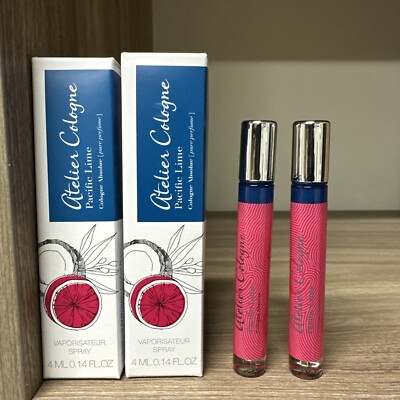 ATELIER COLOGNE PACIFIC LIME PURE PERFUME PEN SPRAY 0.14 Oz / 4ml Lot of 2