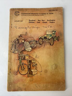 Rosebud Ben Hur Burlington Chilton Lott Riesel Rogers TEXAS 1977 Phone Book￼