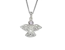 Guardian Angel October Birthstone Necklace Pendant in Opal - Sterling Silver