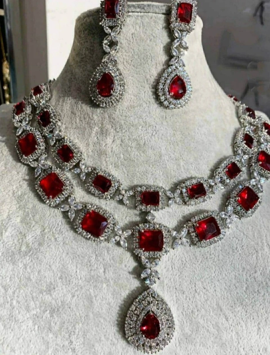Red diamond necklace set Clearance