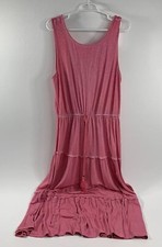 Knox Rose Maxi Dress Sleeveless Pink Drawstring Tiered Women’s L Beach Stretch