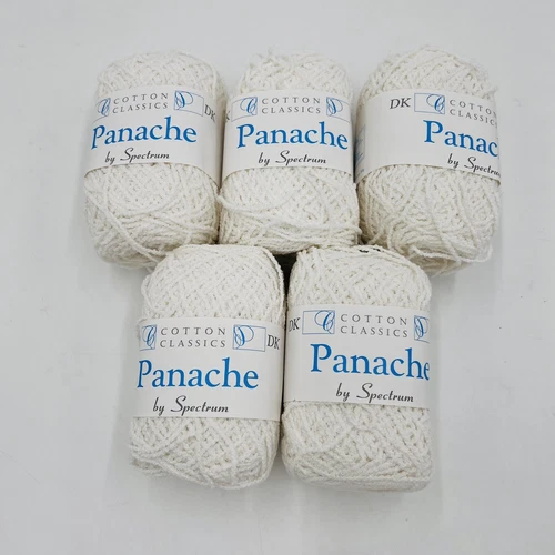 Lot of 5 Panache by Spectrum Yarns 100% Cotton  WHITE Made in England 50 grams